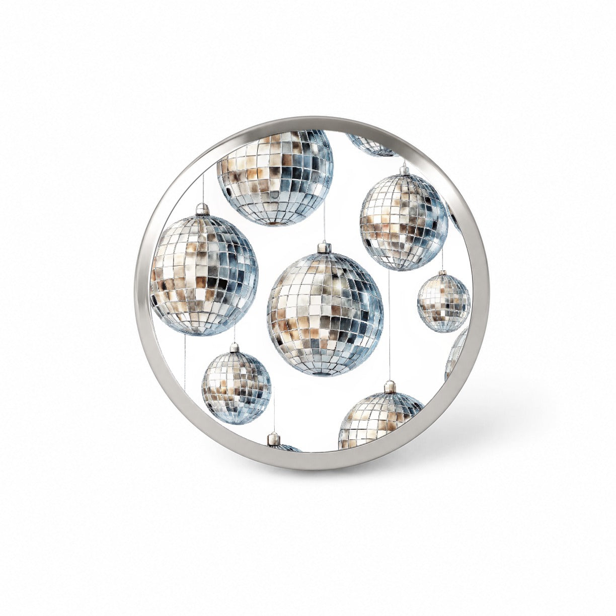 Silver Disco Balls Watercolor Novelty Hat Backpack Lapel Pin