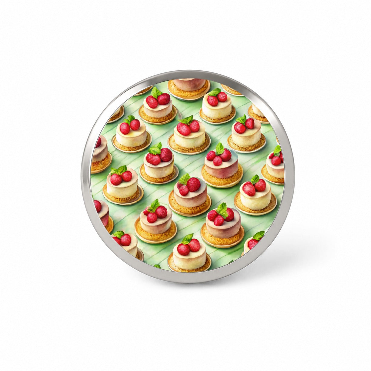 Tiny Cheesecakes On Plates In A Row Novelty Hat Backpack Lapel Pin