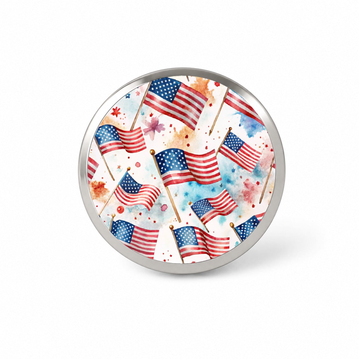 USA American Flags Patriotic Watercolor Novelty Hat Backpack Lapel Pin