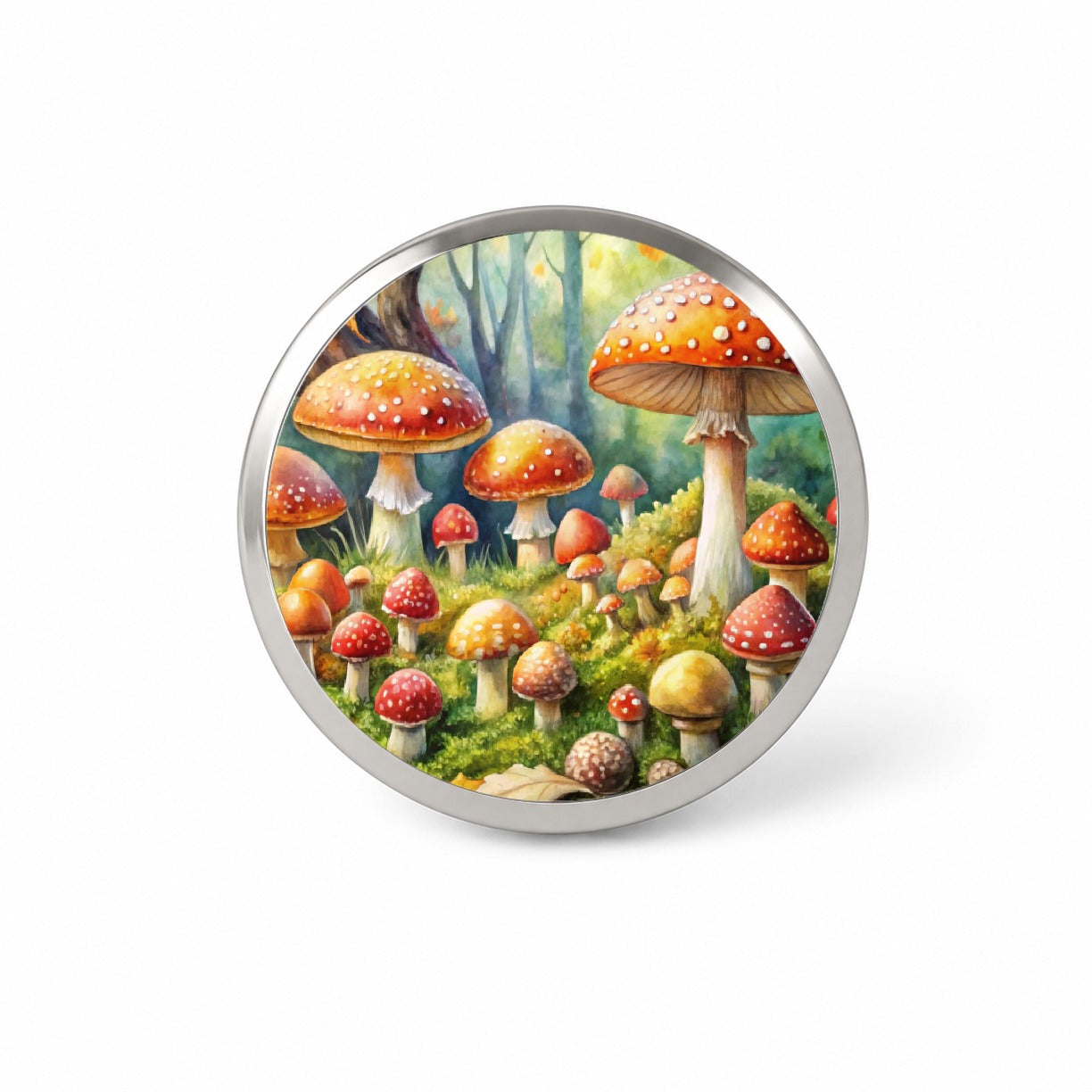 Woodland Mushrooms Watercolor Novelty Hat Backpack Lapel Pin