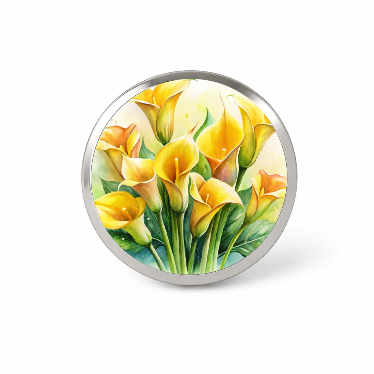 Yellow Calla Lily Flowers Watercolor Novelty Hat Backpack Lapel Pin