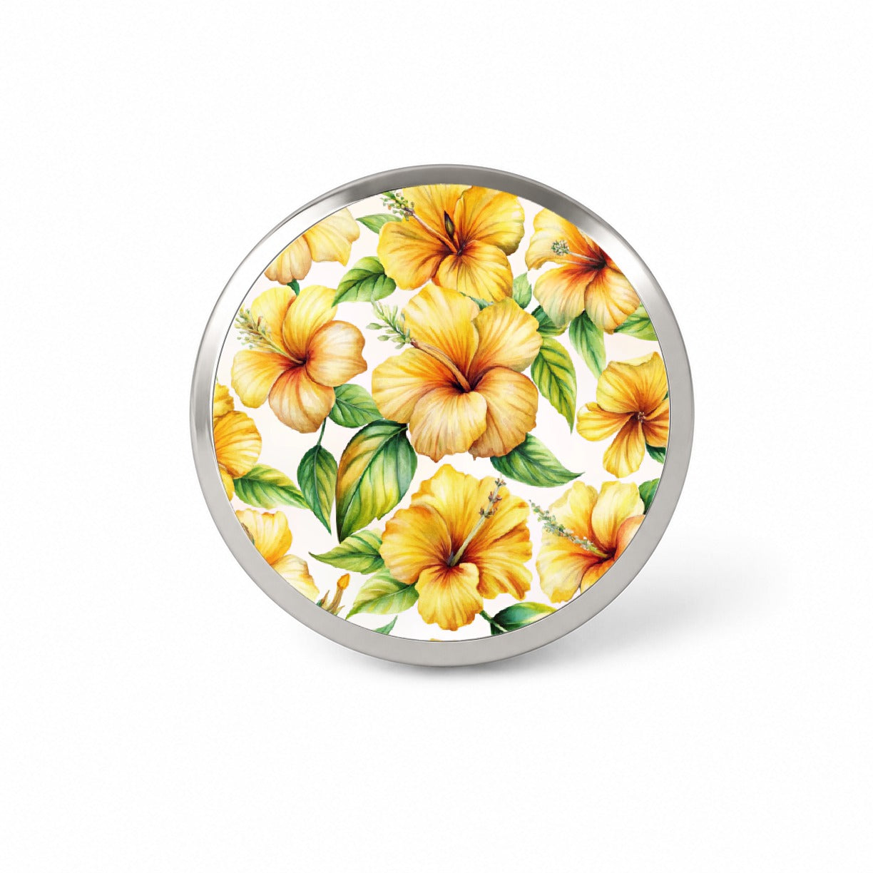 Yellow Hibiscus Flowers Watercolor Novelty Hat Backpack Lapel Pin