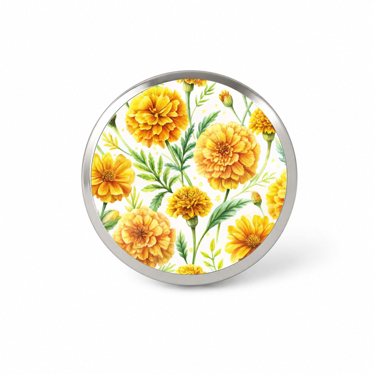 Yellow Marigolds Flowers Watercolor Novelty Hat Backpack Lapel Pin