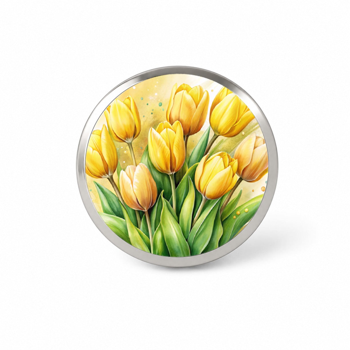 Yellow Tulips Flowers Watercolor Novelty Hat Backpack Lapel Pin