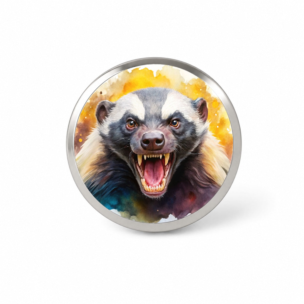 Angry Mad Honey Badger Watercolor Novelty Hat Backpack Lapel Pin