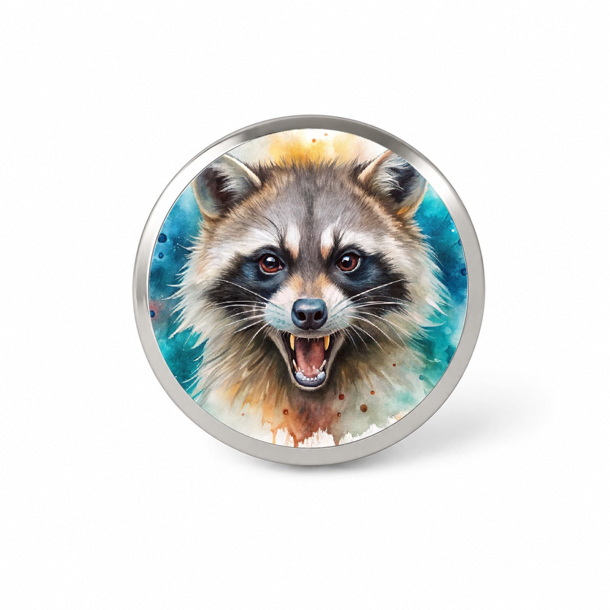 Angry Mad Raccoon Watercolor Novelty Hat Backpack Lapel Pin
