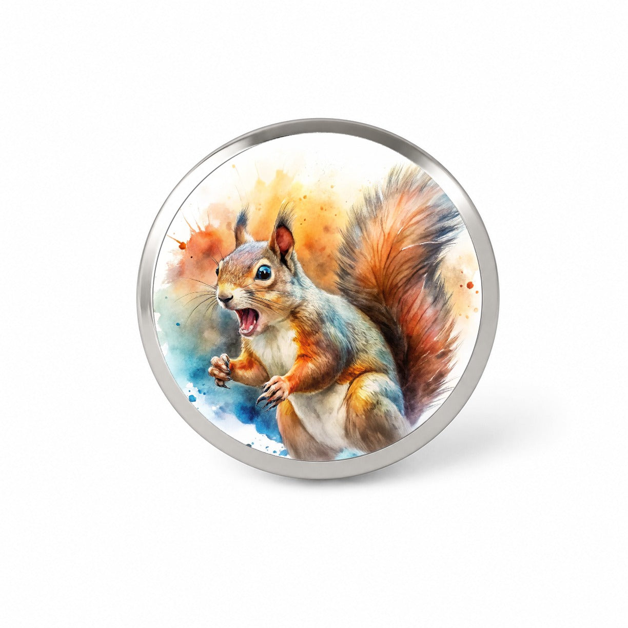Angry Mad Squirrel Watercolor Novelty Hat Backpack Lapel Pin