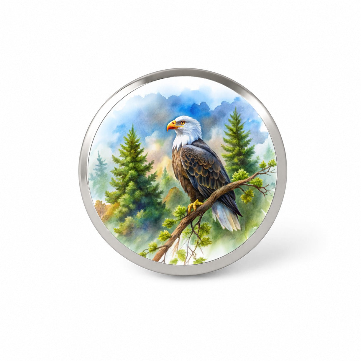 Bald Eagle In Tree Watercolor Novelty Hat Backpack Lapel Pin