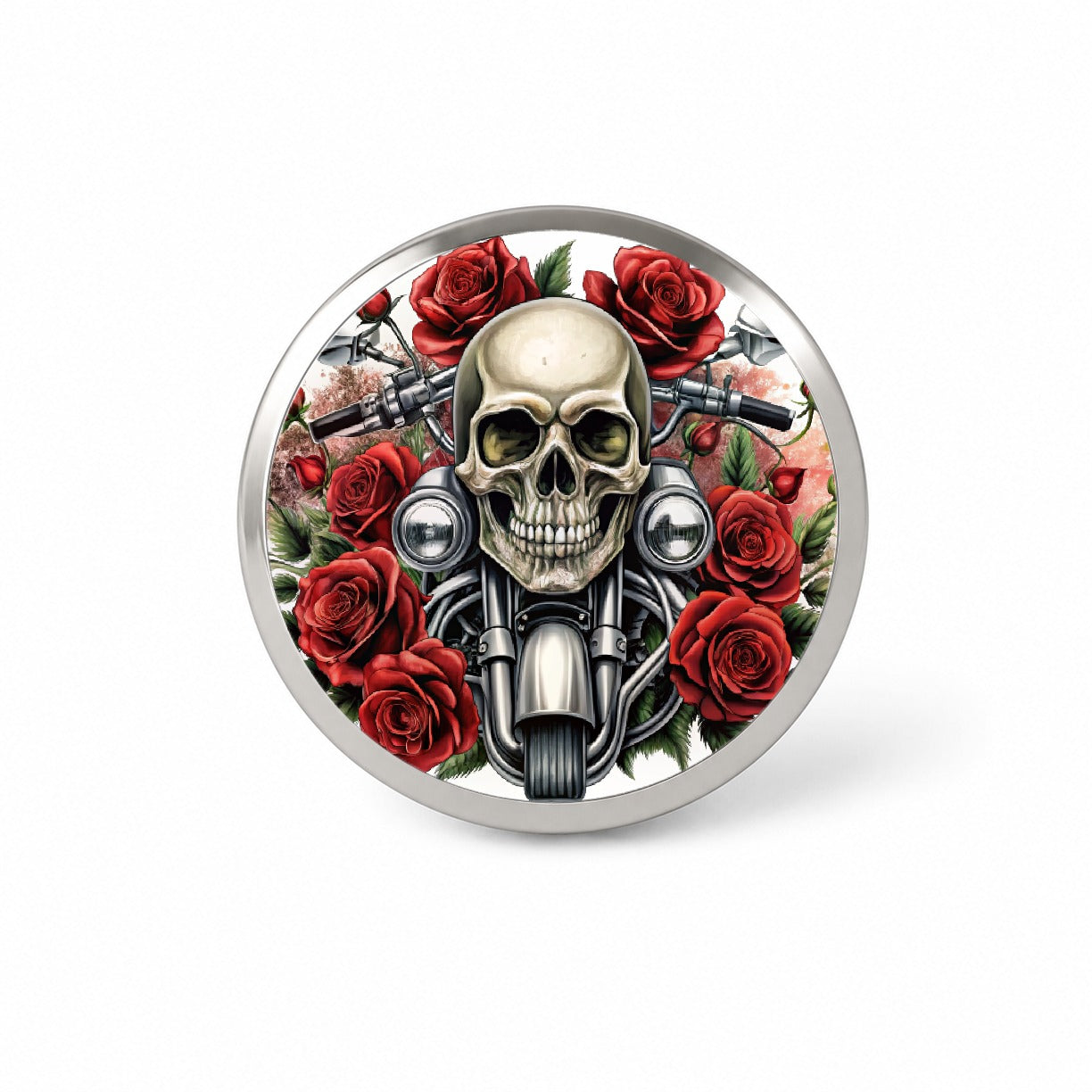 Biker Style Skulls And Roses Motorcycle Novelty Hat Backpack Lapel Pin