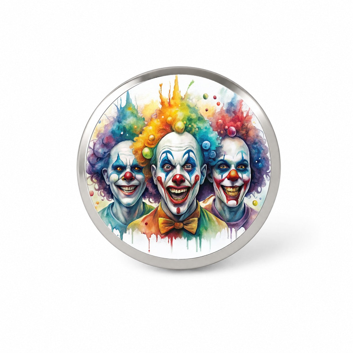 Creepy Scary Evil Killer Clowns Watercolor Novelty Hat Backpack Lapel Pin