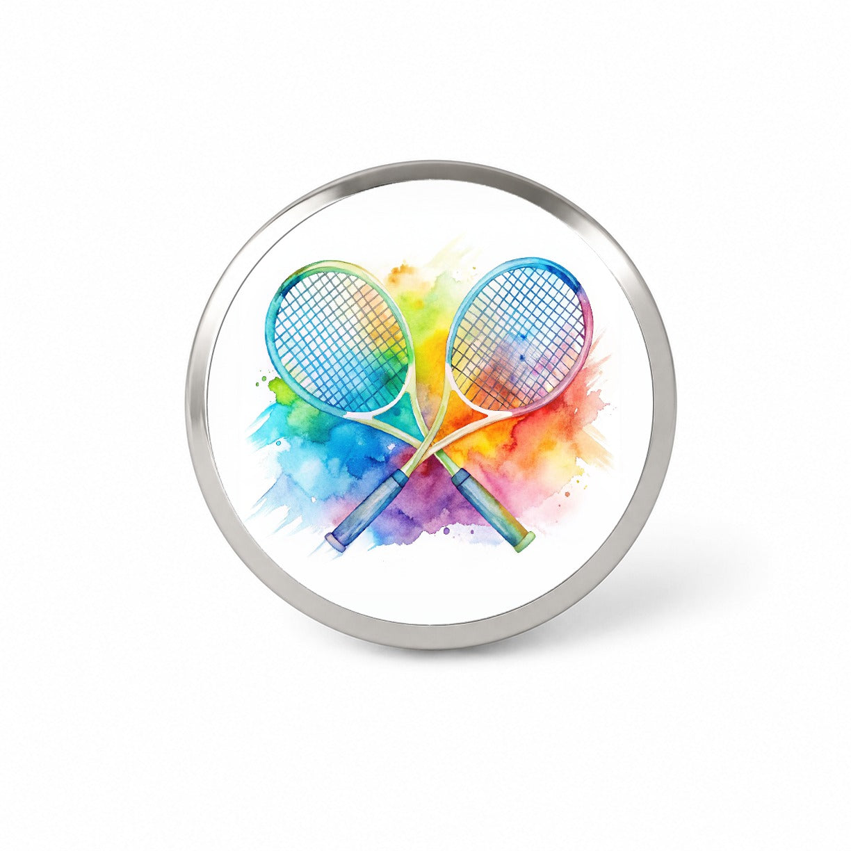 Crossed Tennis Rackets Watercolor Novelty Hat Backpack Lapel Pin