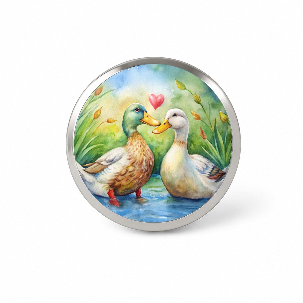 Ducks In Love Heart Valentine's Day Novelty Hat Backpack Lapel Pin