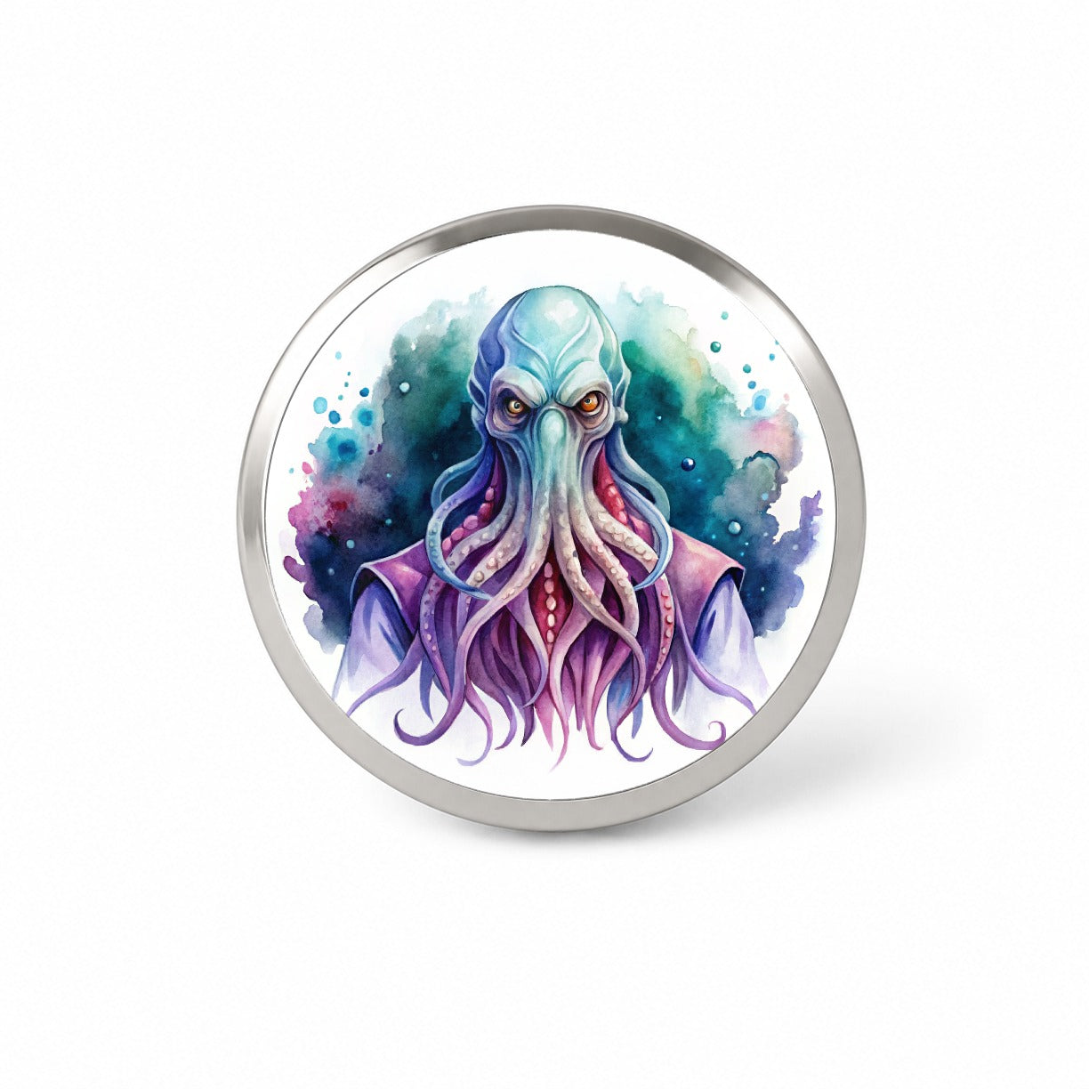 Fantasy Creature Monster Illithid Watercolor Novelty Hat Backpack Lapel Pin