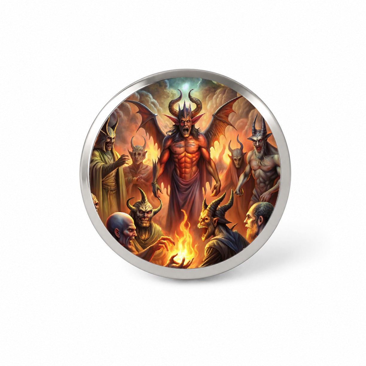 Fantasy Demon Congregation By Firelight Novelty Hat Backpack Lapel Pin