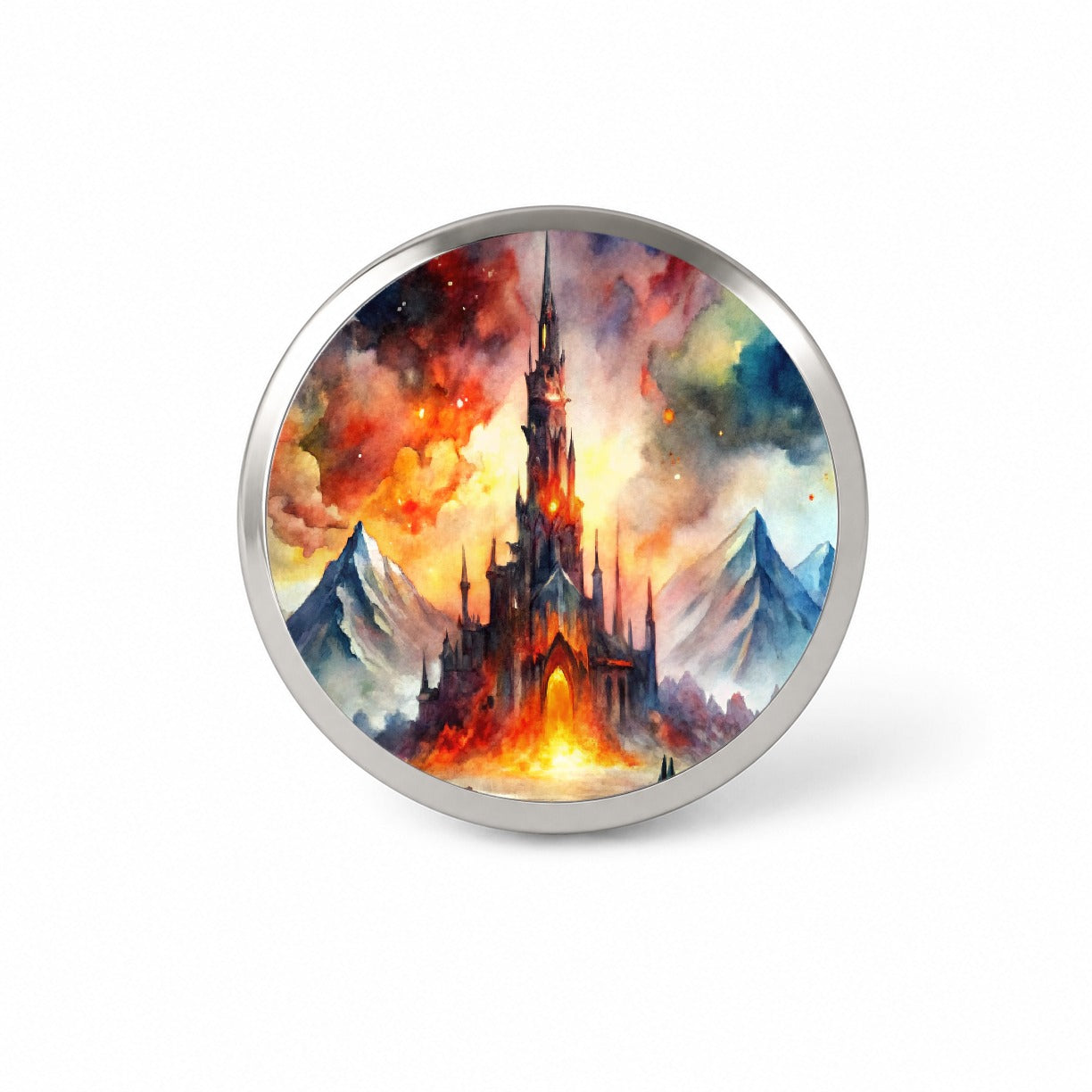 Fantasy Evil Dark Castle Watercolor Novelty Hat Backpack Lapel Pin