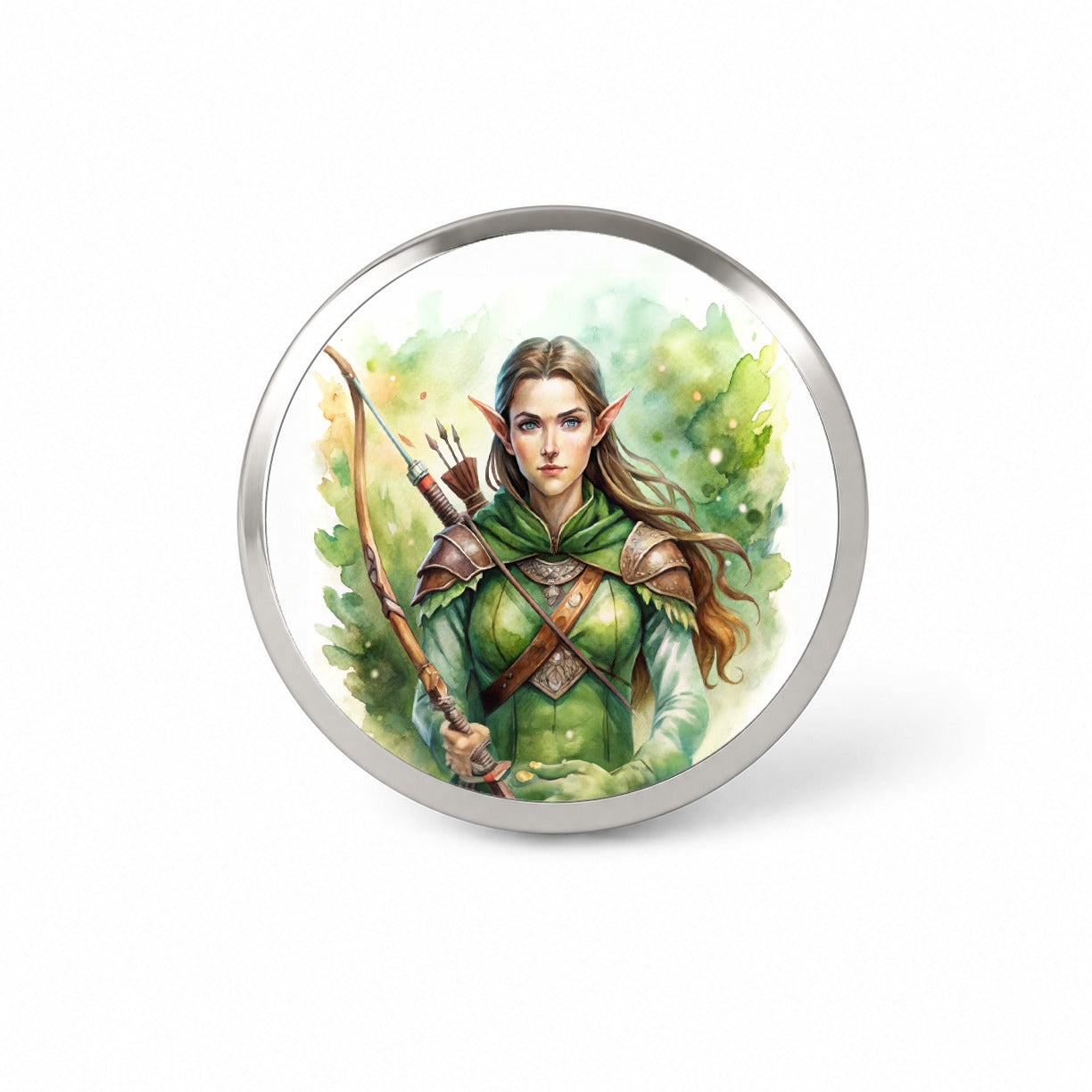 Fantasy Female Elven Ranger Watercolor Novelty Hat Backpack Lapel Pin