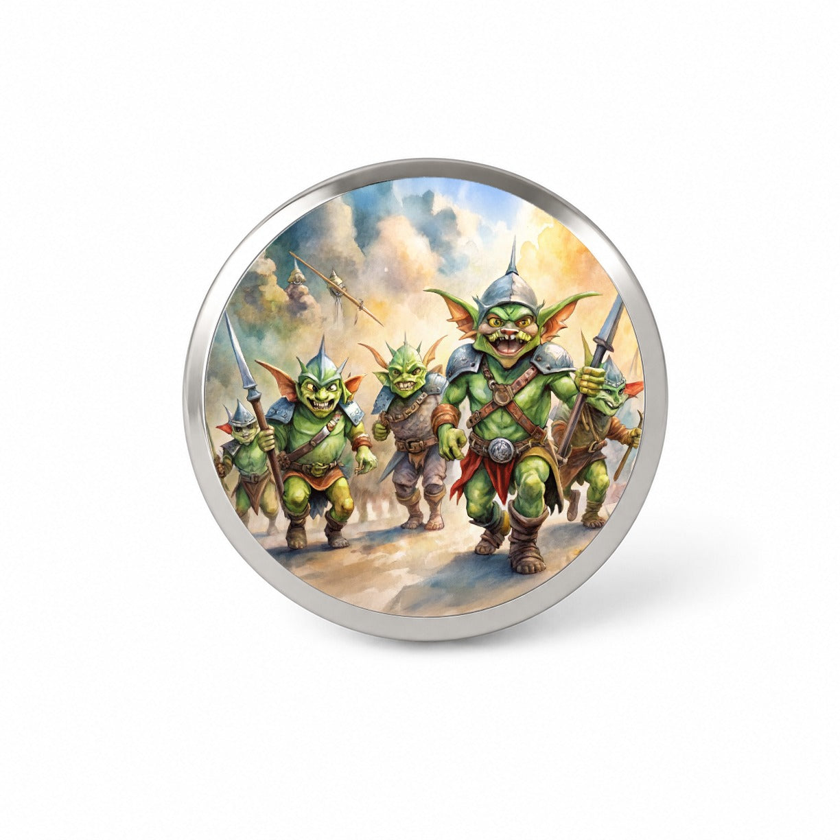 Fantasy Goblins Monsters Going To War Watercolor Novelty Hat Backpack Lapel Pin