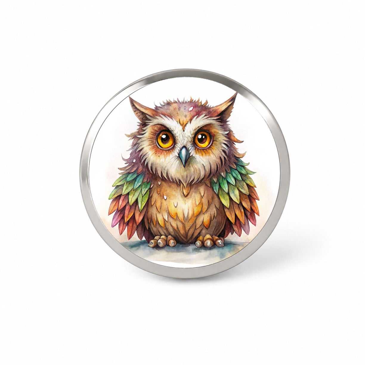 Fantasy Owlbear Owl Bear Colorful Wings Watercolor Novelty Hat Backpack Lapel Pin