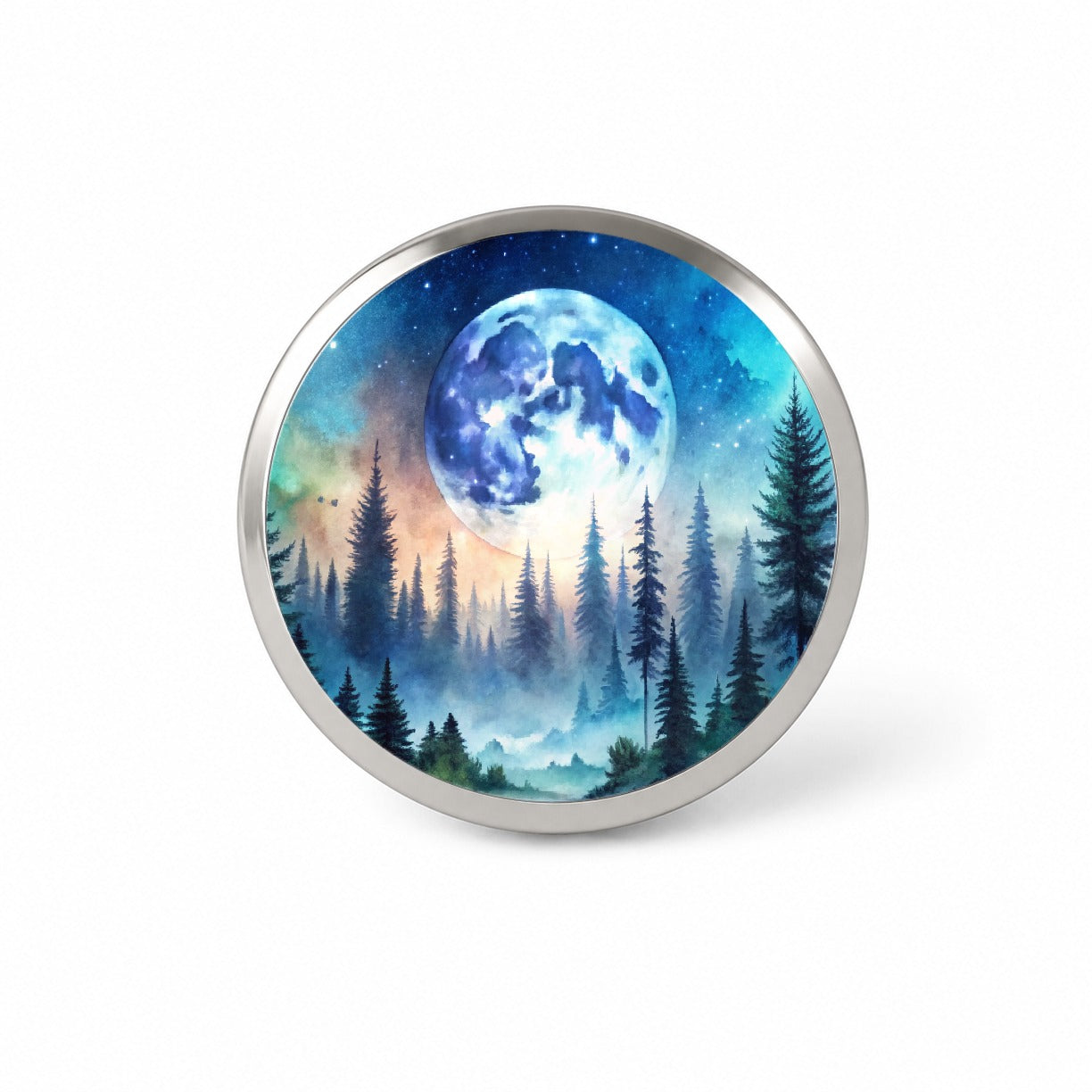 Fantasy Sci-fi World Moon Rising Over Forest Novelty Hat Backpack Lapel Pin