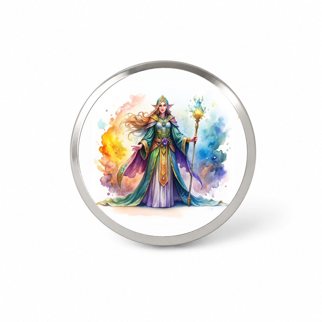 Fantasy Sorceress Colorful Magic Mana Watercolor Novelty Hat Backpack Lapel Pin