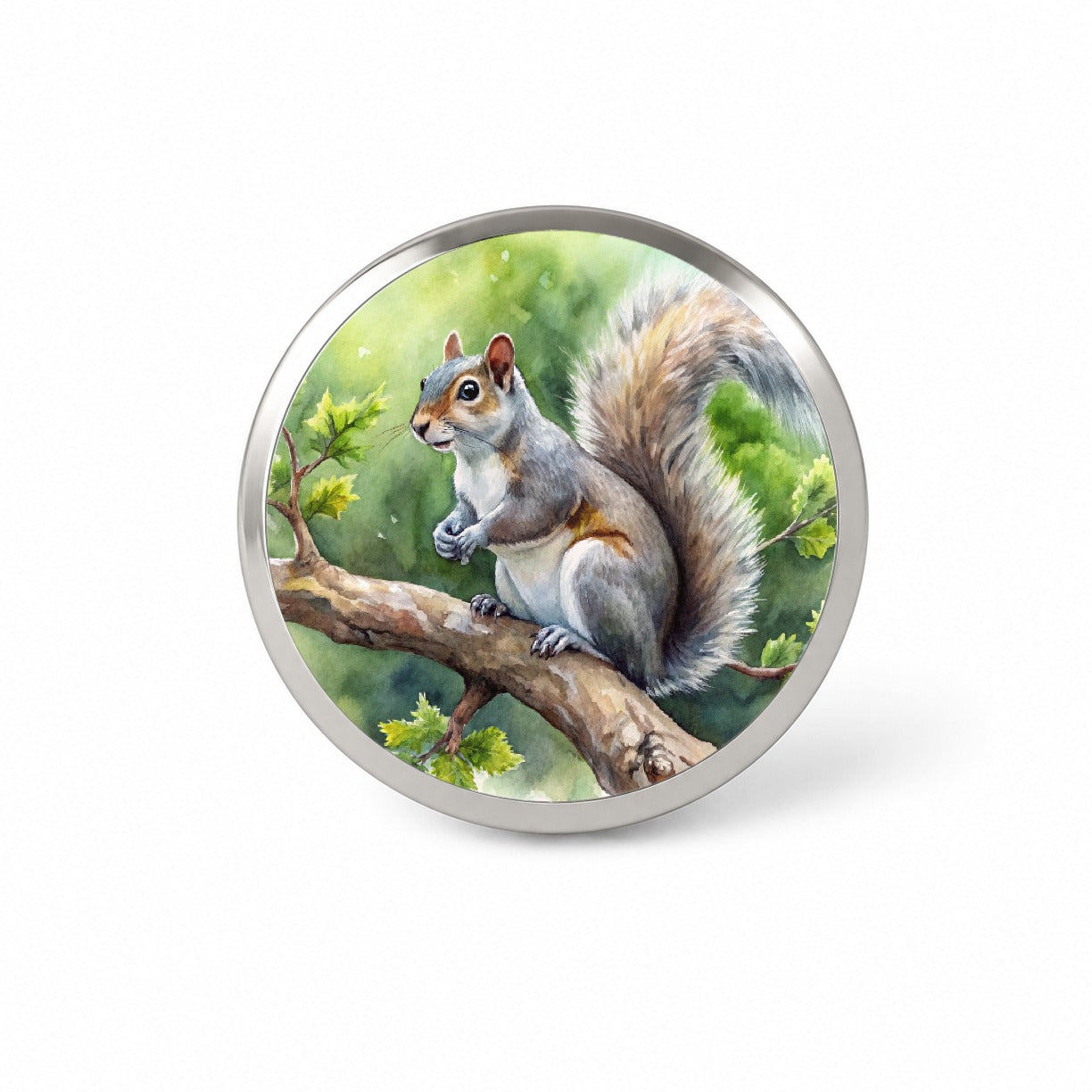 Gray Squirrel In Tree Watercolor Novelty Hat Backpack Lapel Pin