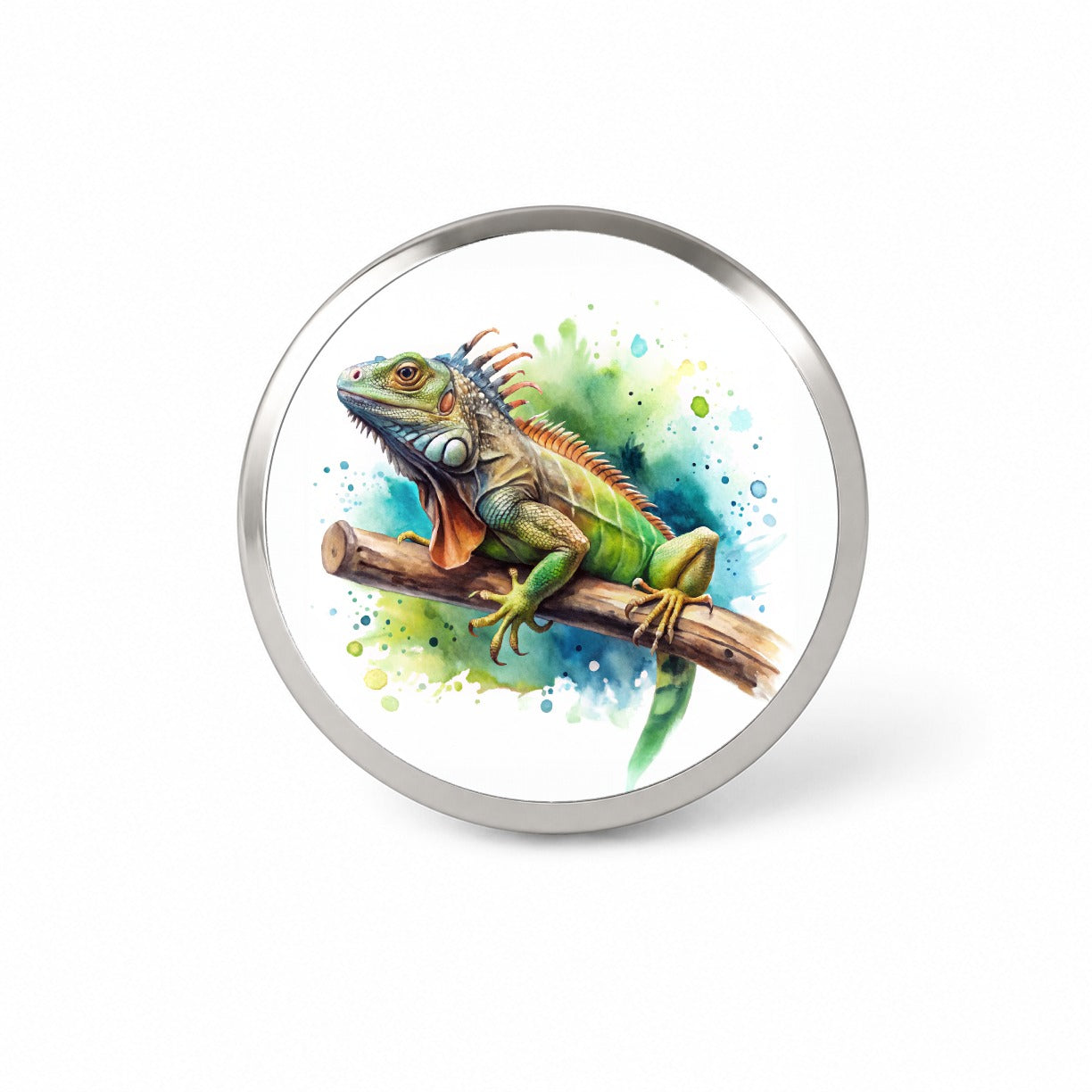 Iguana Lizard On Branch Reptile Watercolor Novelty Hat Backpack Lapel Pin