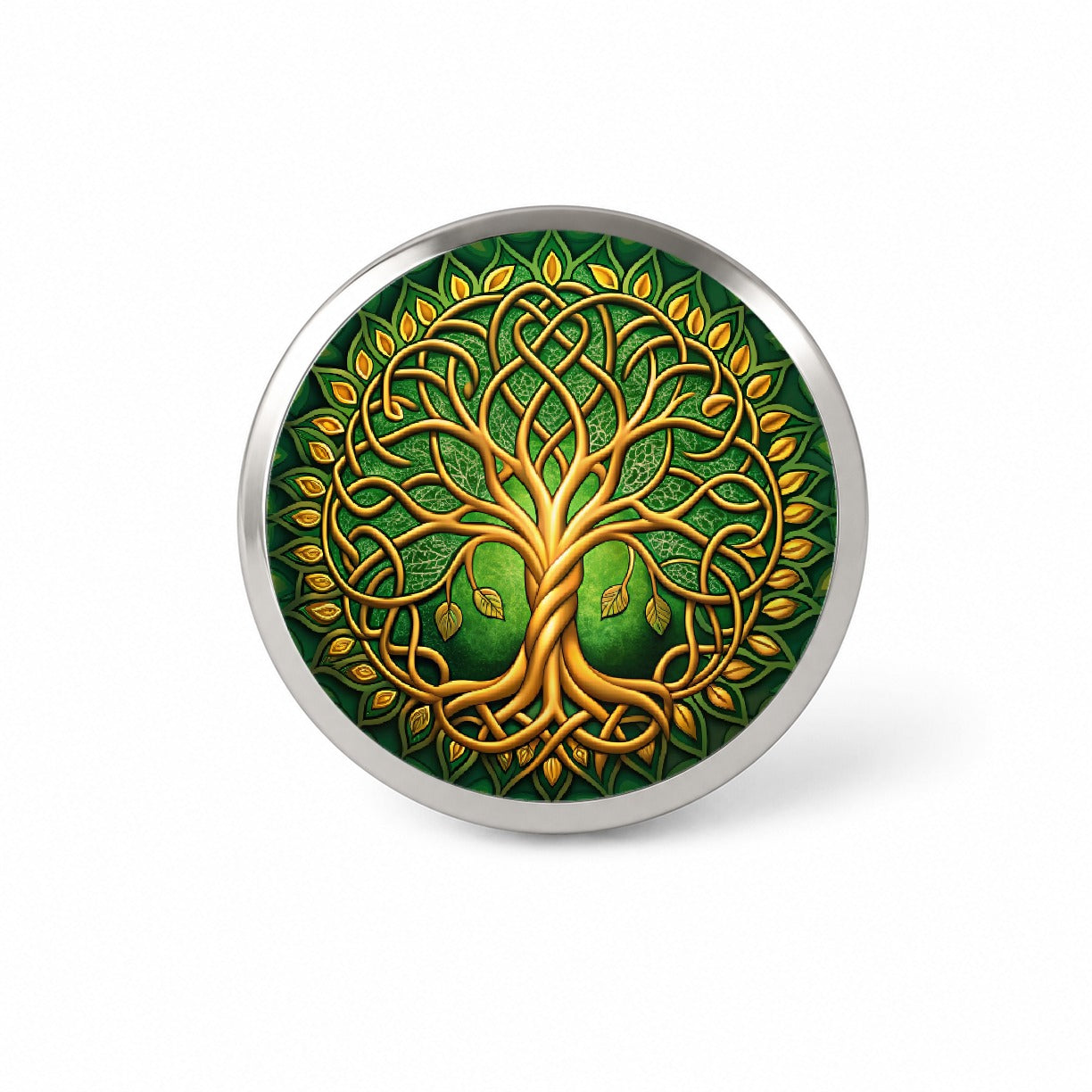 Irish Celtic Knot Tree Of Life Green And Golden Novelty Hat Backpack Lapel Pin