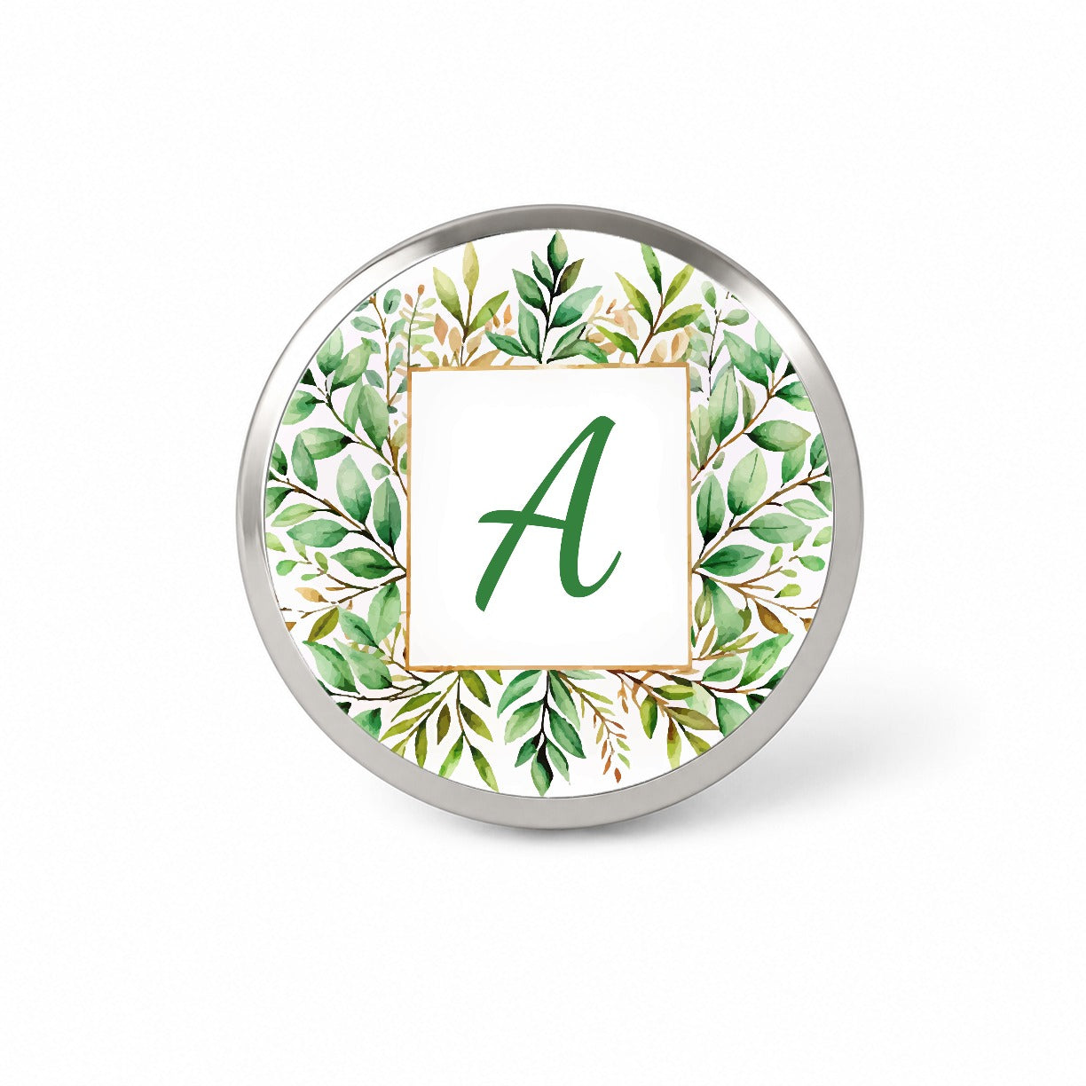 Letter A Initial Monogram Frame Leaf Novelty Hat Backpack Lapel Pin