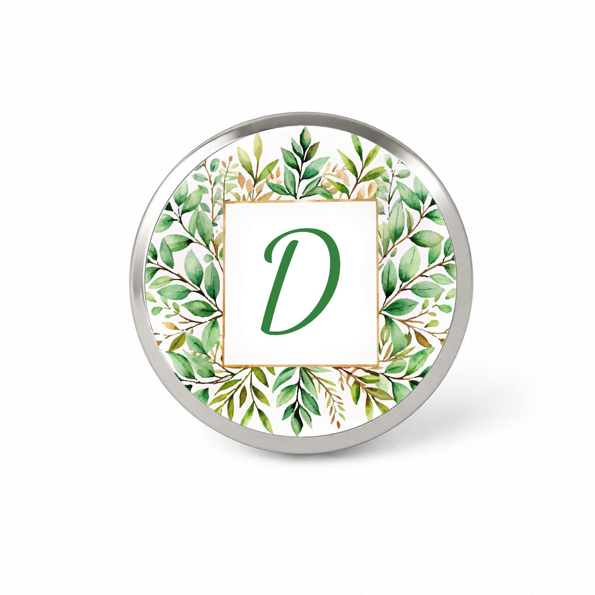 Letter D Initial Monogram Frame Leaf Novelty Hat Backpack Lapel Pin