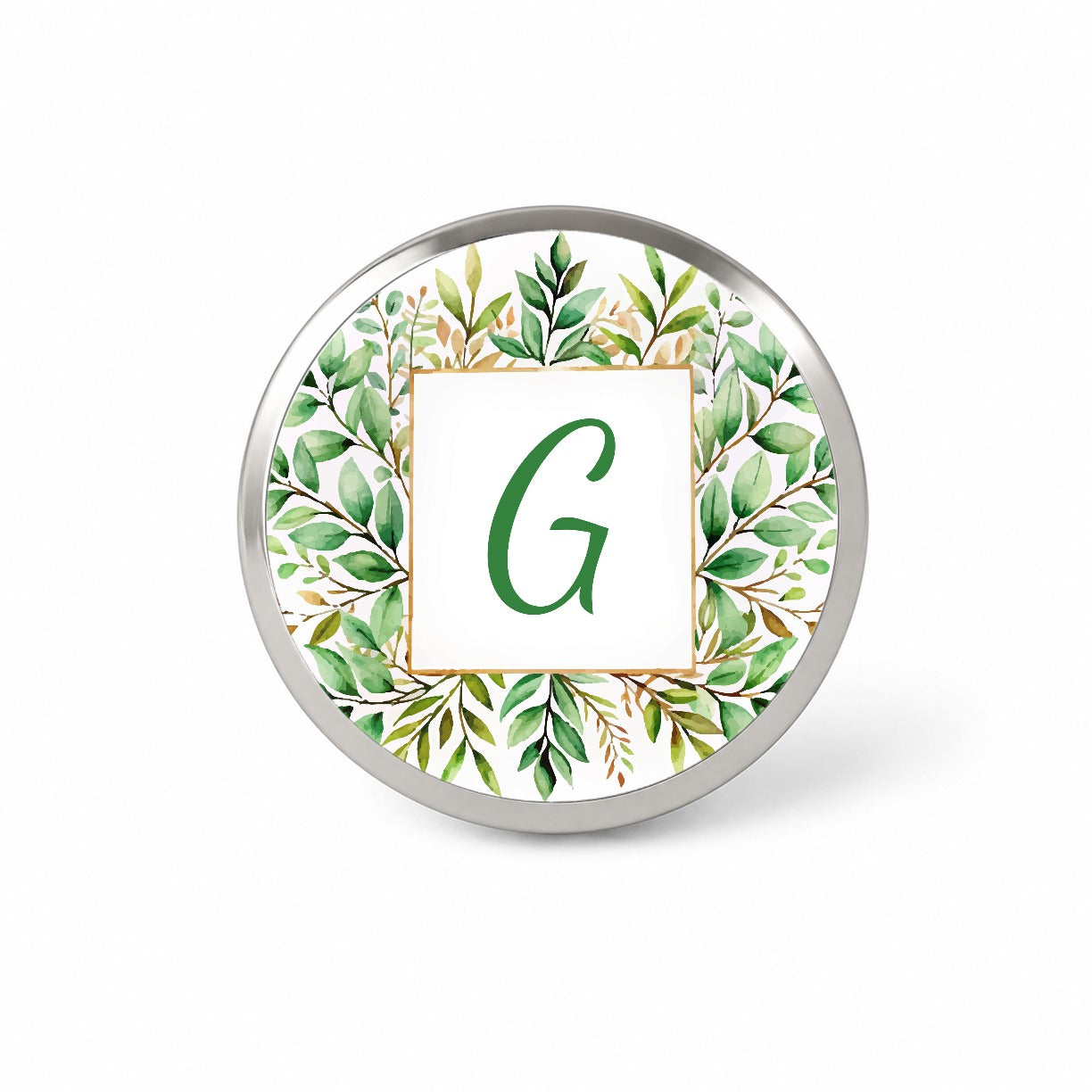 Letter G Initial Monogram Frame Leaf Novelty Hat Backpack Lapel Pin