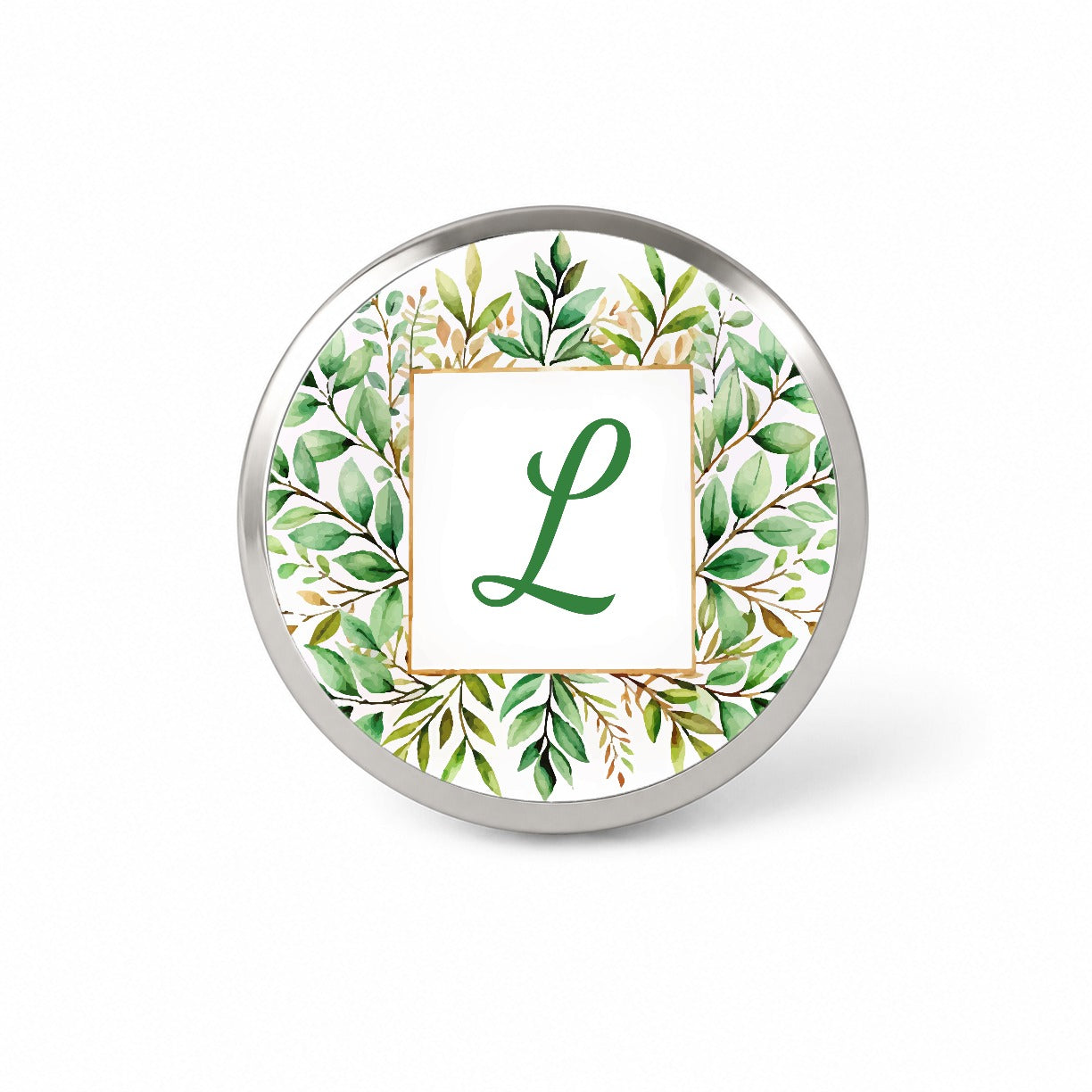 Letter L Initial Monogram Frame Leaf Novelty Hat Backpack Lapel Pin