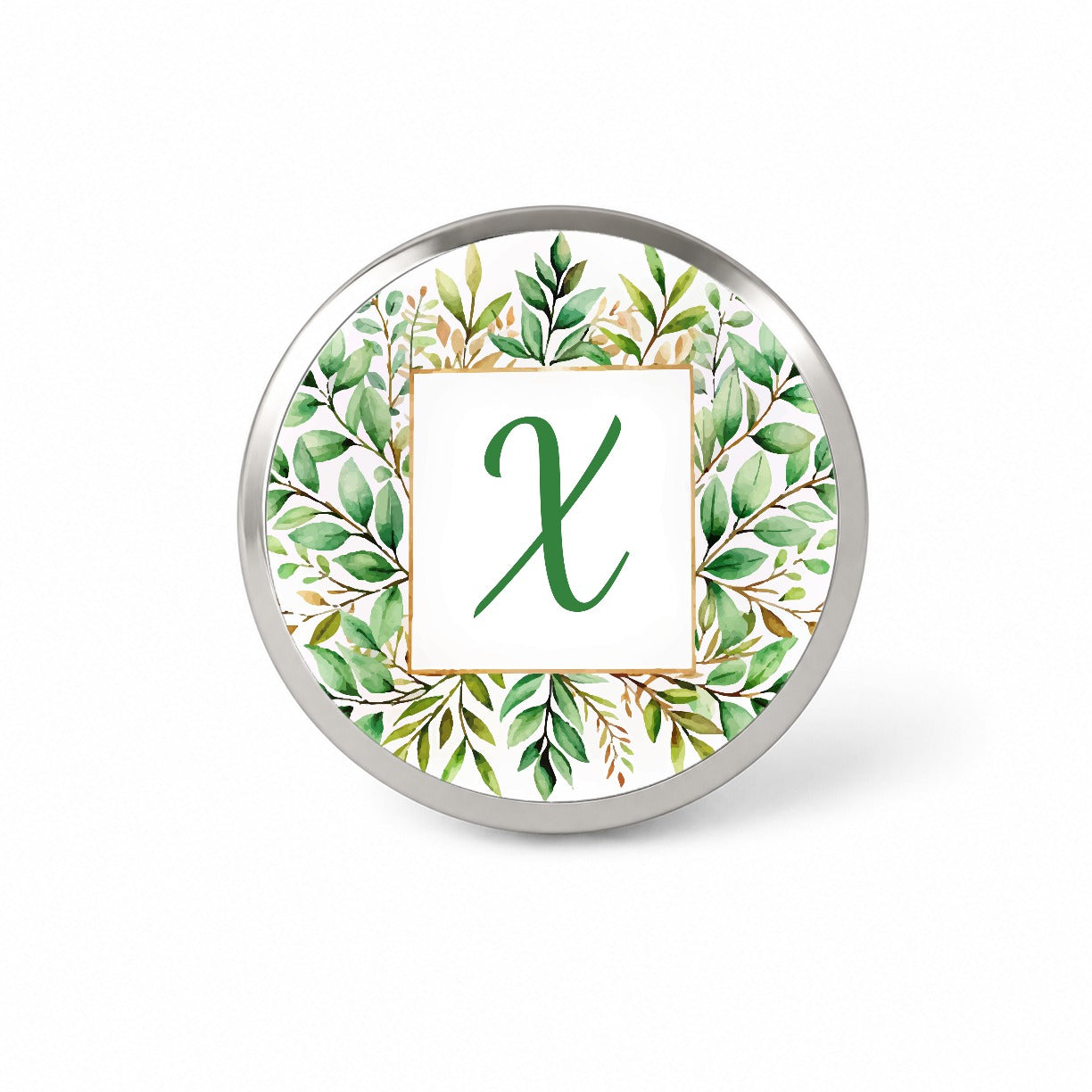 Letter X Initial Monogram Frame Leaf Novelty Hat Backpack Lapel Pin