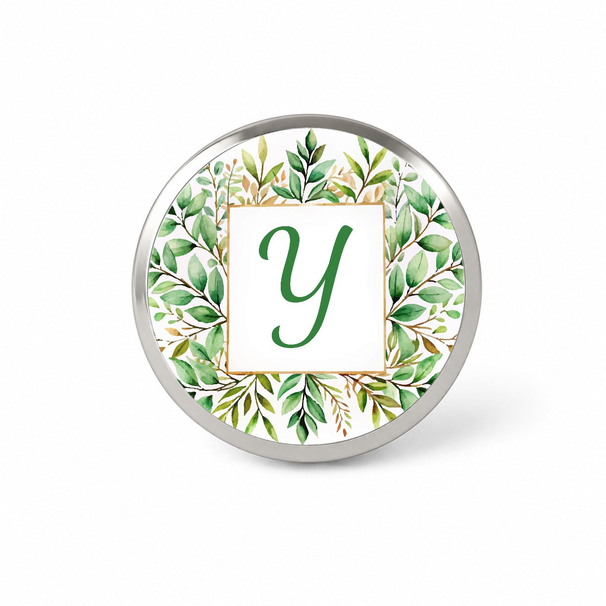 Letter Y Initial Monogram Frame Leaf Novelty Hat Backpack Lapel Pin