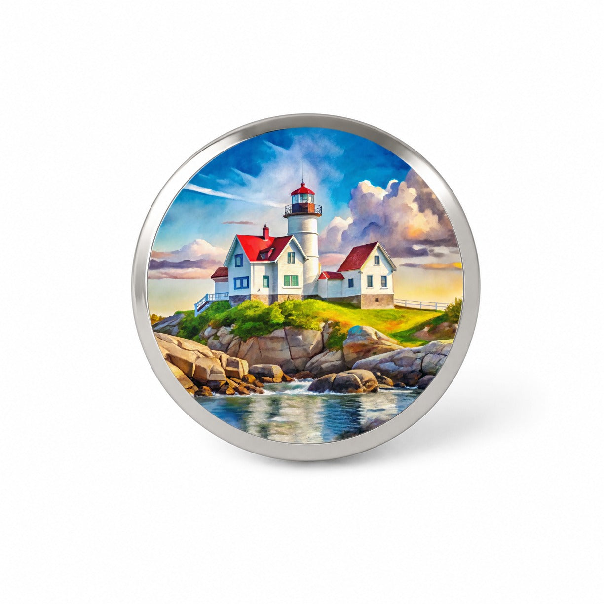 Lighthouse Like Nubble Lighthouse Maine Watercolor Novelty Hat Backpack Lapel Pin