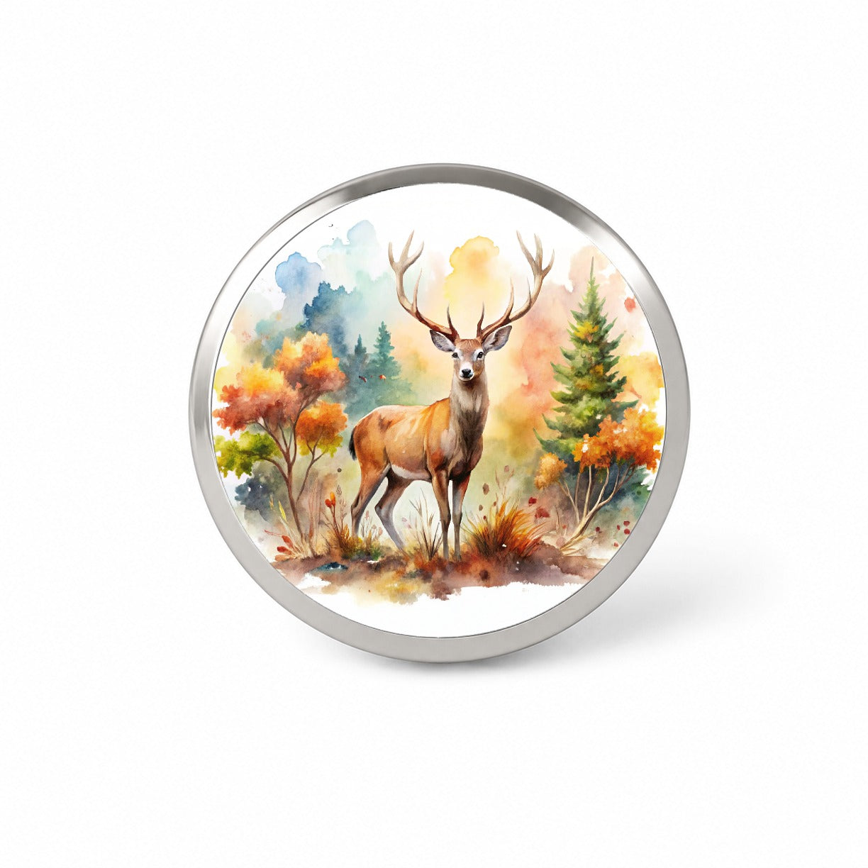 Majestic Deer Hunting Hunter Watercolor Novelty Hat Backpack Lapel Pin