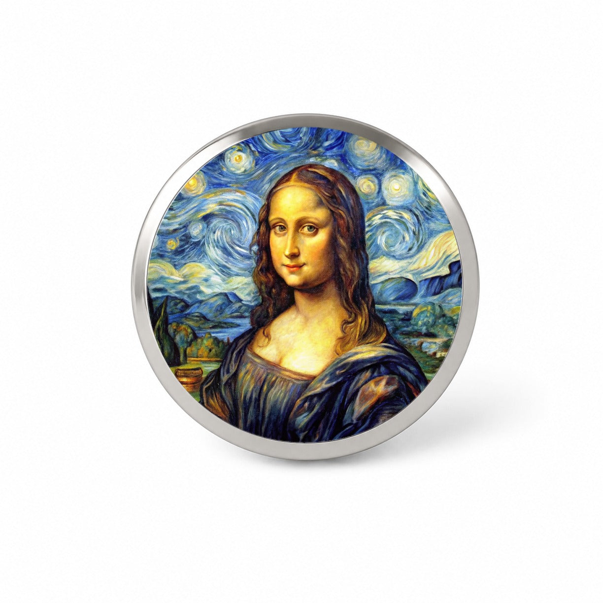 Mona Lisa Van Gogh Style Novelty Hat Backpack Lapel Pin