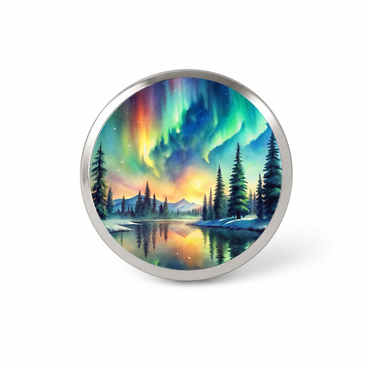 Northern Lights Watercolor Beautiful Novelty Hat Backpack Lapel Pin