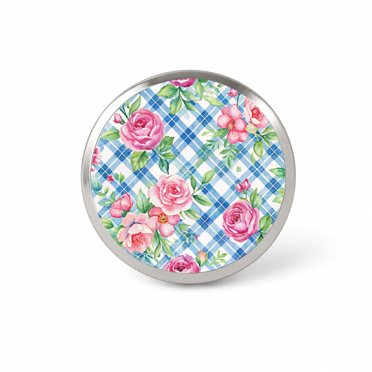 Pretty Pink Flowers Floral Blue Wallpaper Novelty Hat Backpack Lapel Pin
