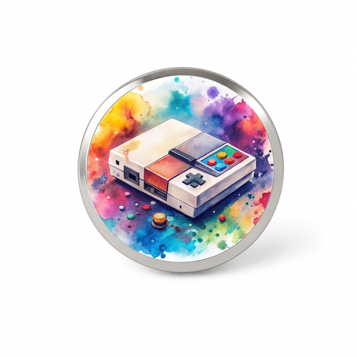 Retro Arcade Console System Watercolor Novelty Hat Backpack Lapel Pin