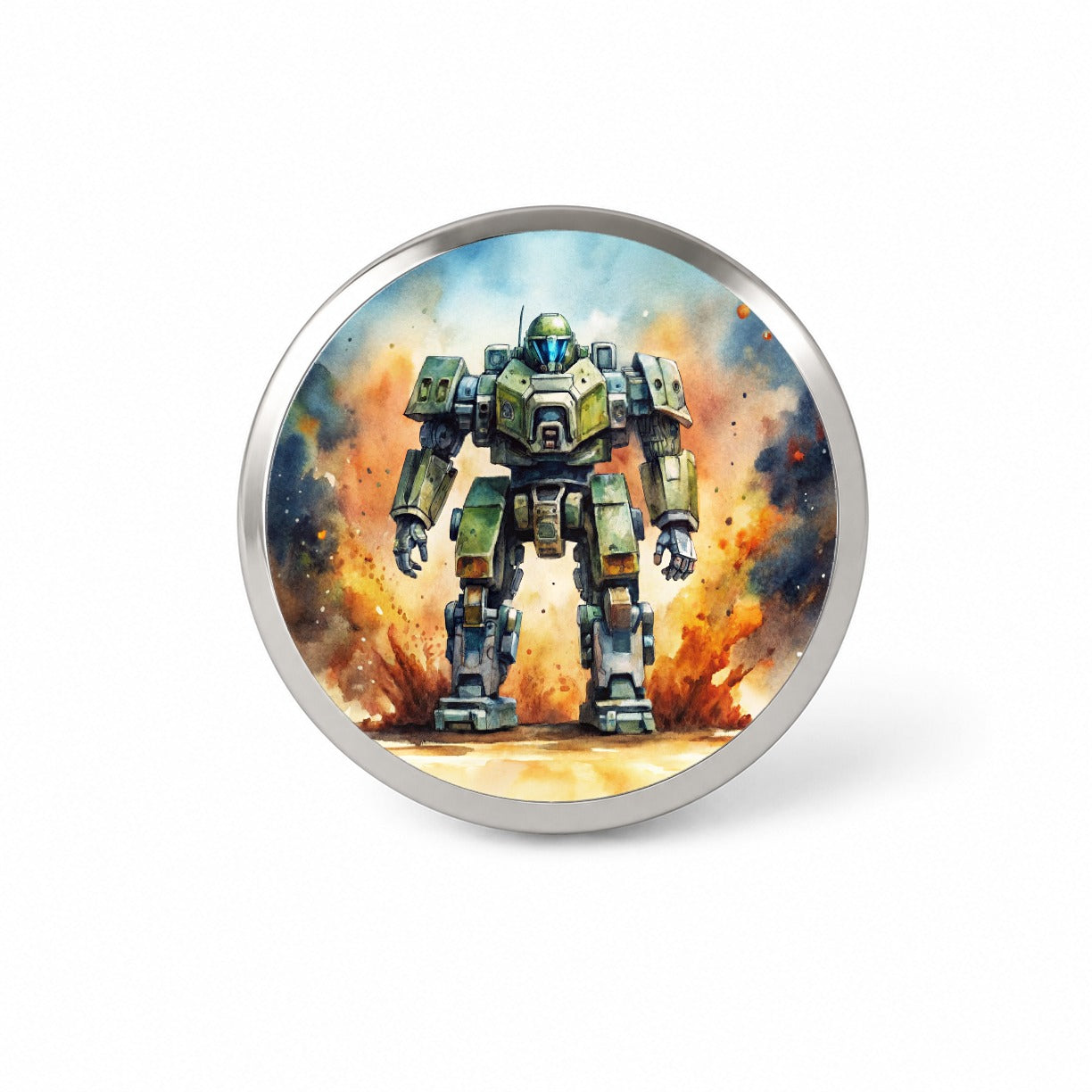 Sci-fi Giant Robot Warrior Mech Watercolor Novelty Hat Backpack Lapel Pin