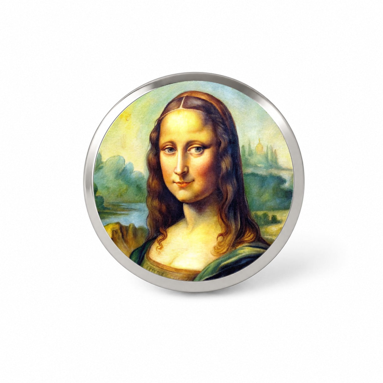 Simple Faux Mona Lisa Watercolor Painting Novelty Hat Backpack Lapel Pin