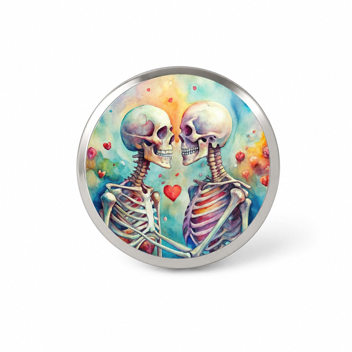 Skeletons In Love Hearts Valentine's Day Novelty Hat Backpack Lapel Pin