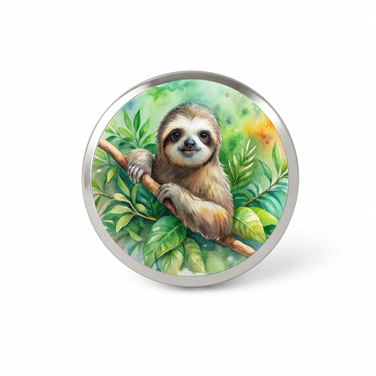 Sloth In A Tree Watercolor Novelty Hat Backpack Lapel Pin