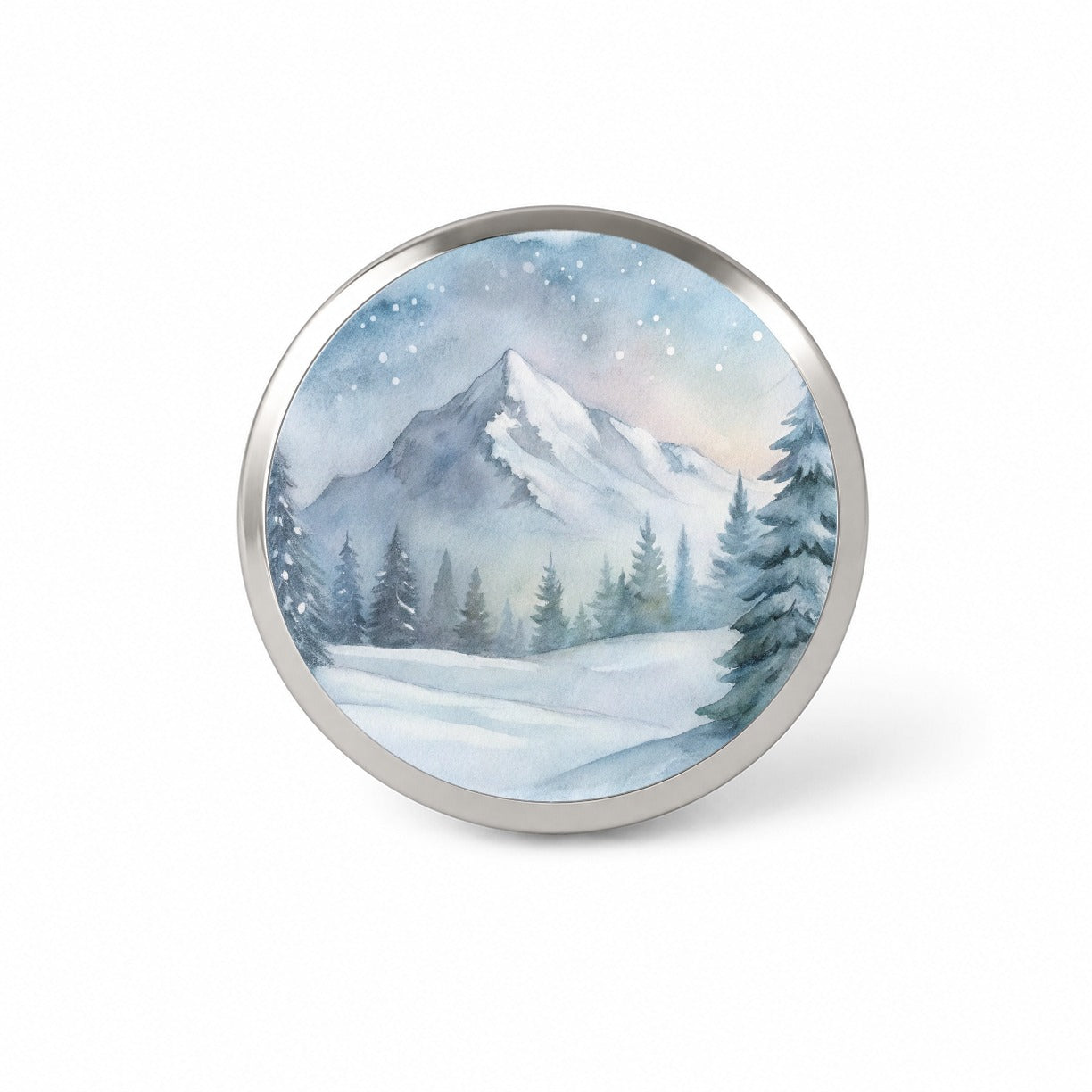 Snowy Wilderness Watercolor Novelty Hat Backpack Lapel Pin