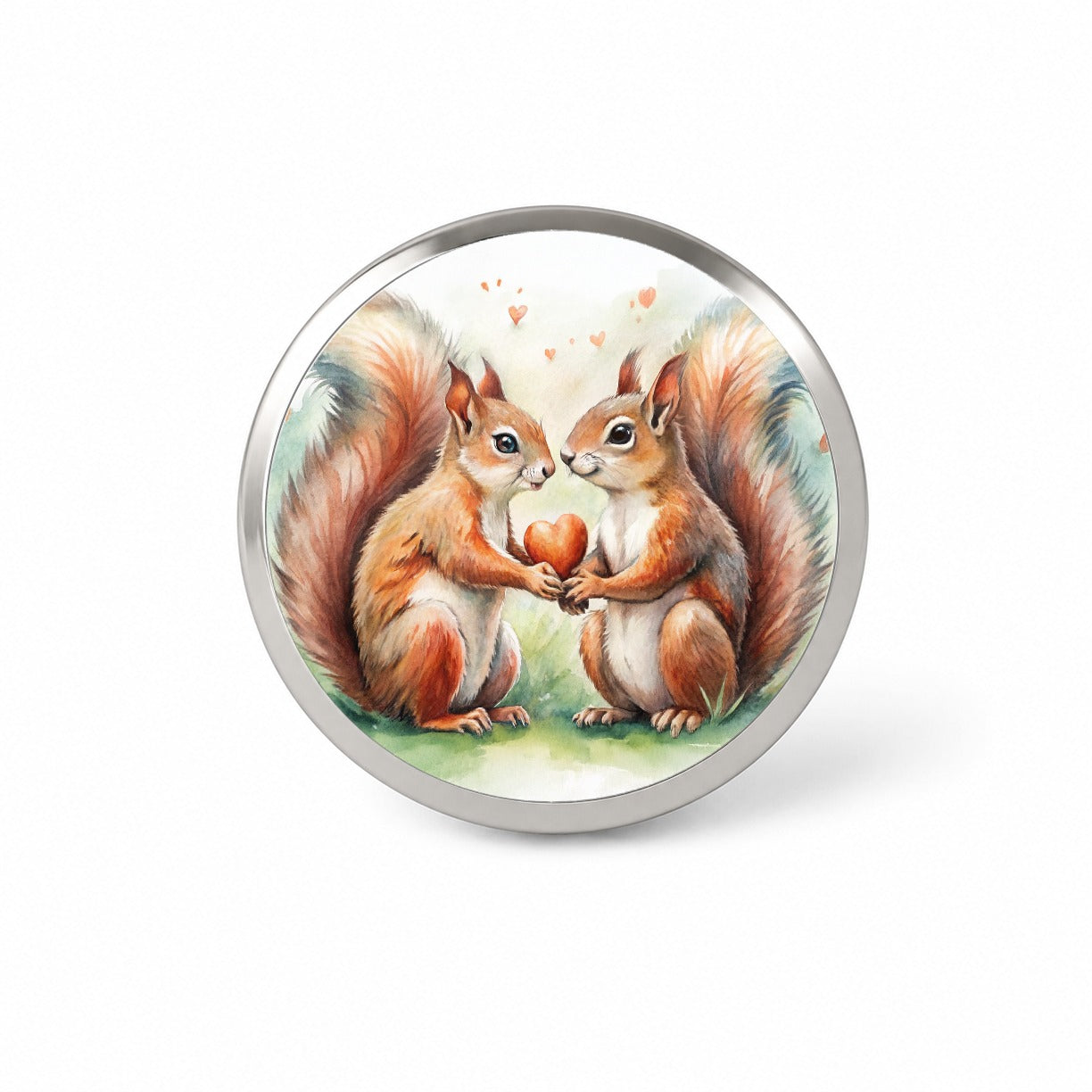 Squirrels In Love Hearts Valentine's Day Novelty Hat Backpack Lapel Pin
