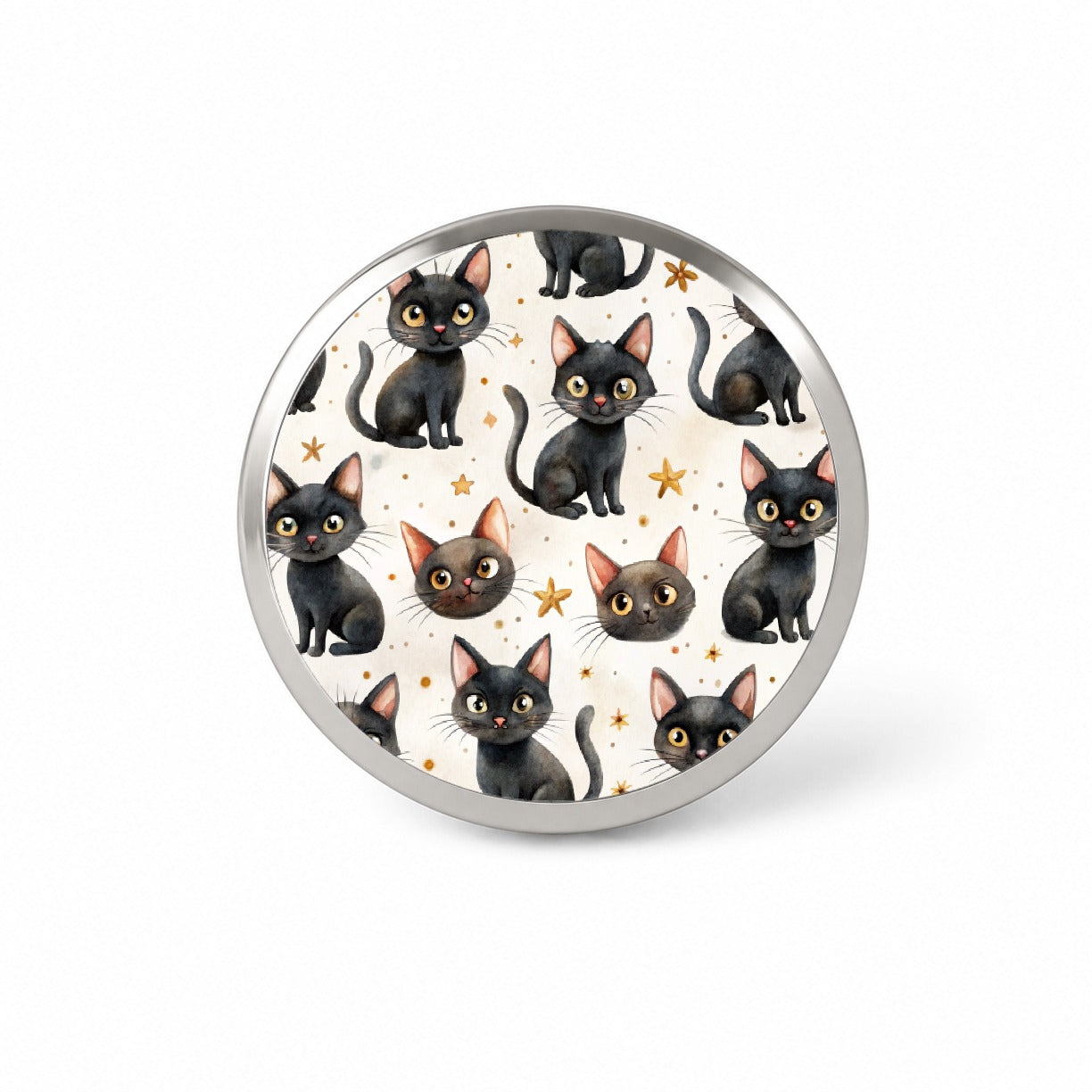 Sweet Black Cats Yellow Stars Novelty Hat Backpack Lapel Pin
