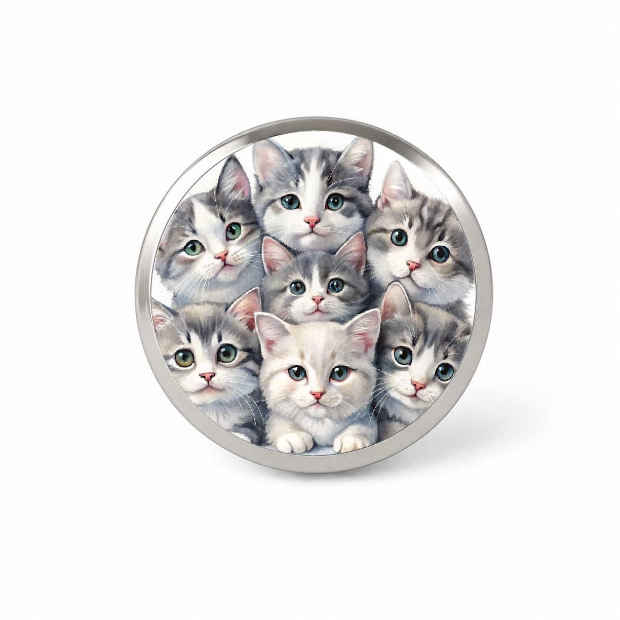Sweet Gray And White Cats Novelty Hat Backpack Lapel Pin
