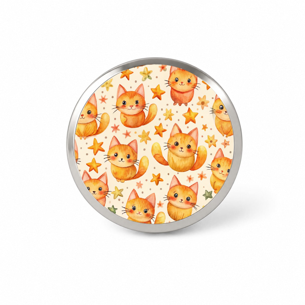 Sweet Orange Cats Yellow Stars Novelty Hat Backpack Lapel Pin