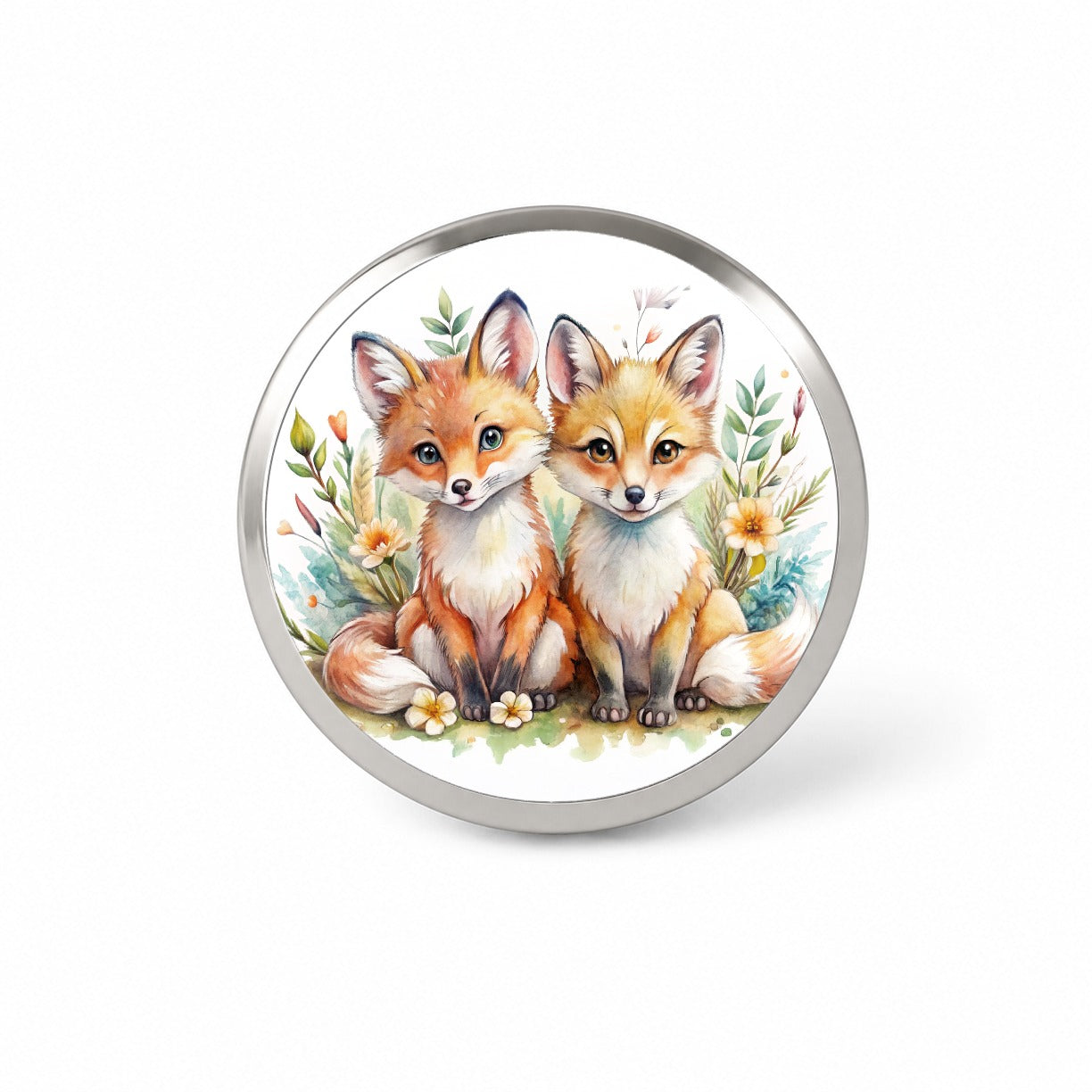Two Sweet Foxes Novelty Hat Backpack Lapel Pin