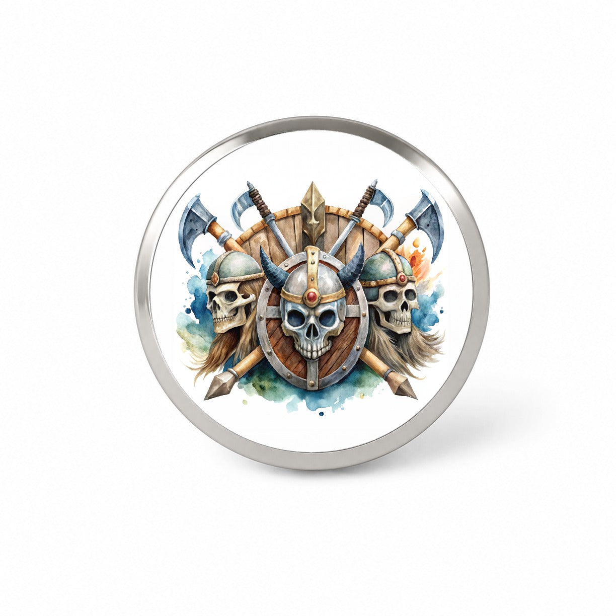 Viking Axes Shields And Skulls Watercolor Novelty Hat Backpack Lapel Pin